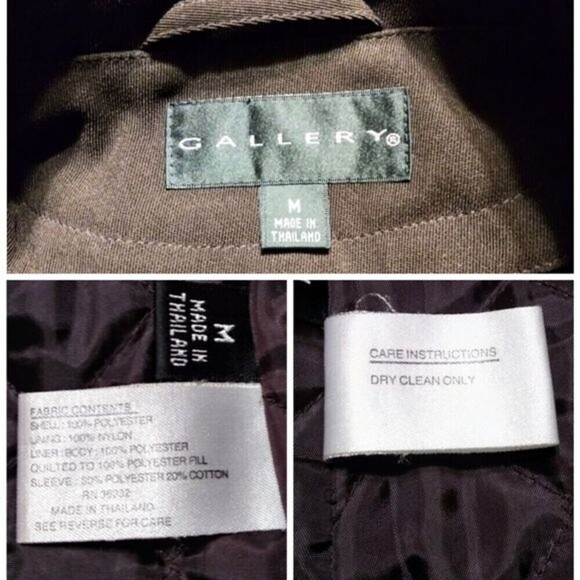 Gallery Brown Midi Coat Removable Liner Medium - Picture 11 of 12